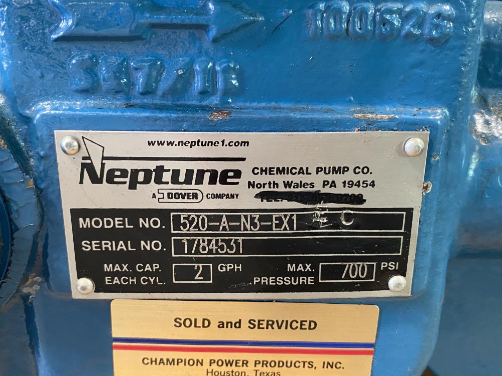 Neptune 2 GPH Proportioning Pump, 520-A-N3-EX1 W/ Leeson 1725 RPM 1/3 HP Motor
