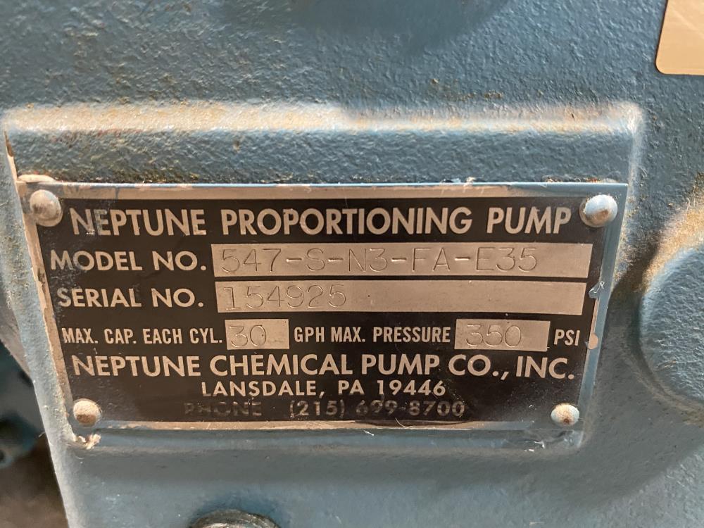 Neptune 30 GPH Proportioning Pump 547-S-N3-FA-E35 W/ Leeson 1725RPM 1/3HP Motor
