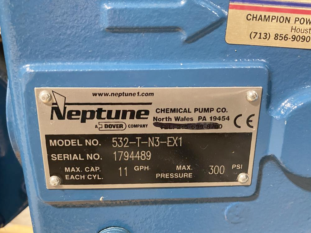 Neptune 11 GPH Proportioning Pump 532-T-N3-EX1 W/ Leeson 1725 RPM 1/2 HP Motor