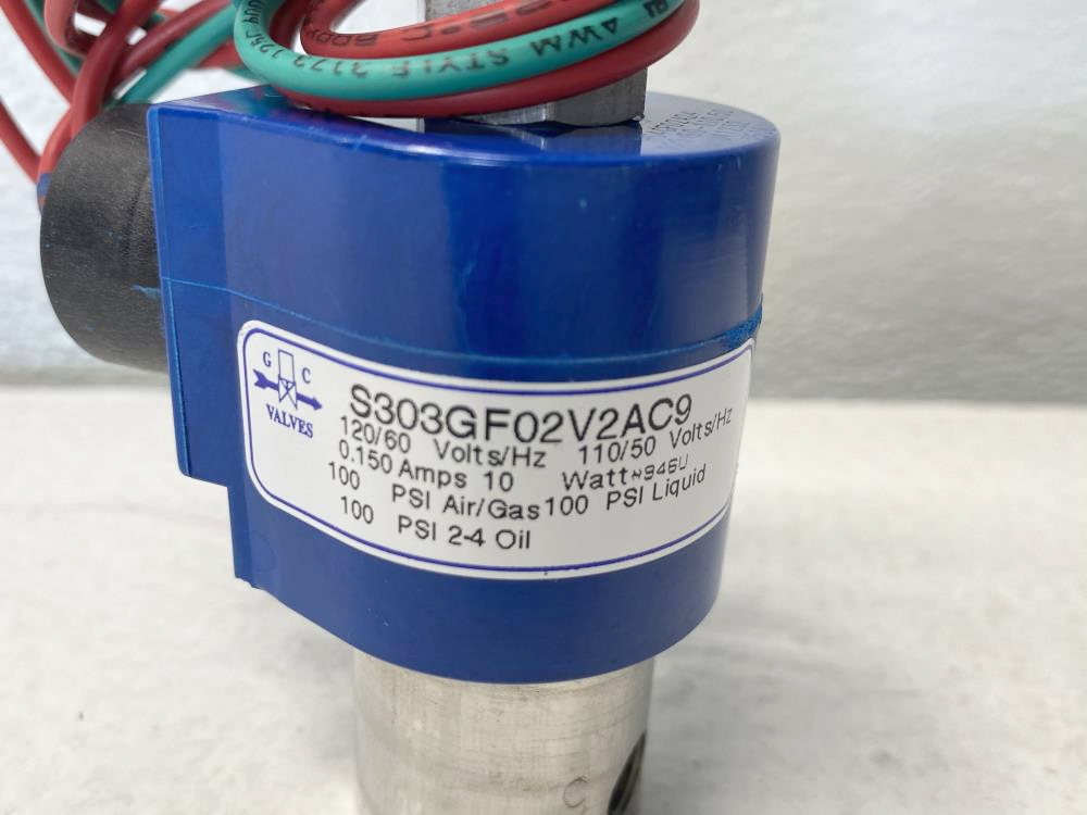 GC Valves 1/8" NPT 3-Way Solenoid Valve, Stainless, 120V/60Hz S303GF02V2AC9