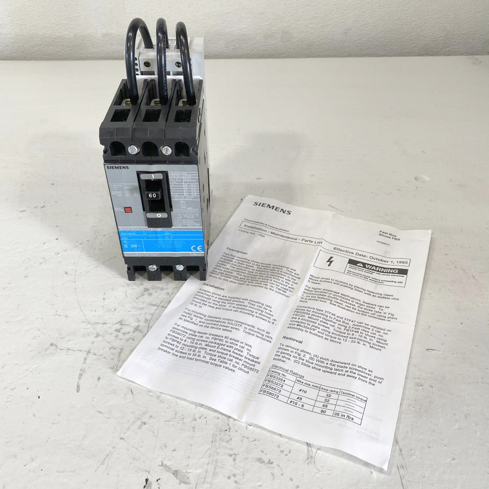 Siemens Sentron 60A, 3-Pole, 600V Circuit Breaker ED63B060