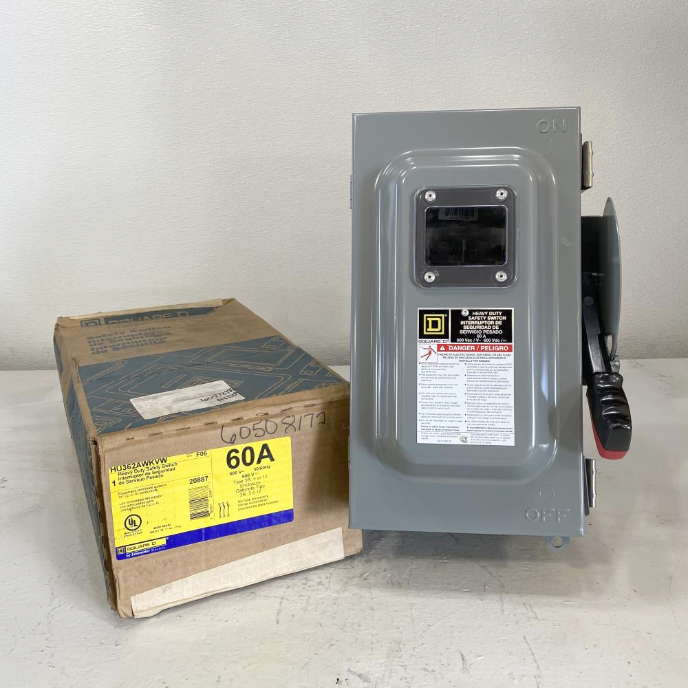 Square D Heavy Duty Safety Switch, Non-Fusible 60A 3-Pole, 600V HU362AWKVW