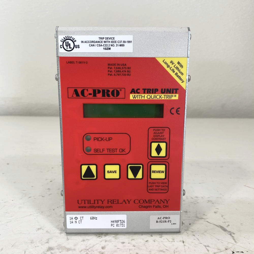 Utility Relay Company ACPRO AC Trip Unit W/ Quick Trip B521RP2