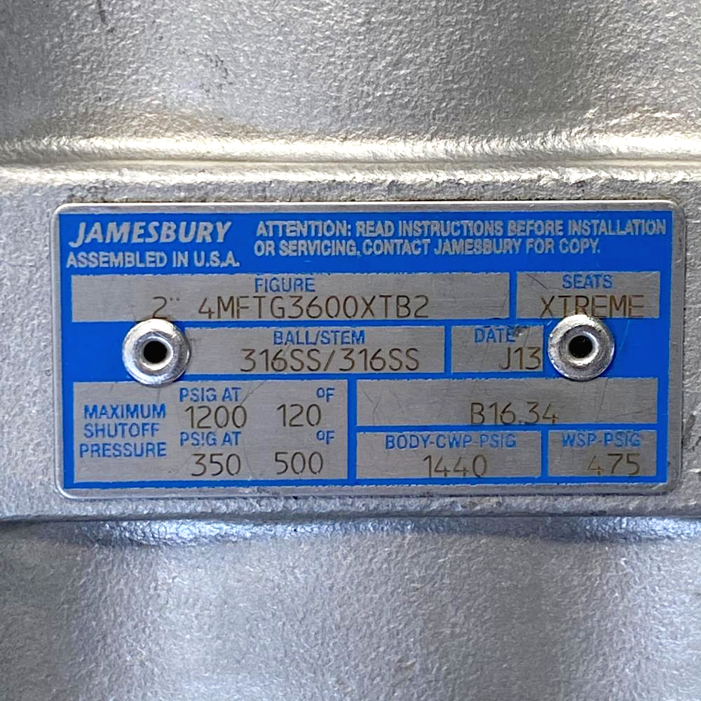 Jamesbury 2" Socketweld x Threaded CF8M Top Grounded Ball Valve 2" 4MFTG3600XTB2