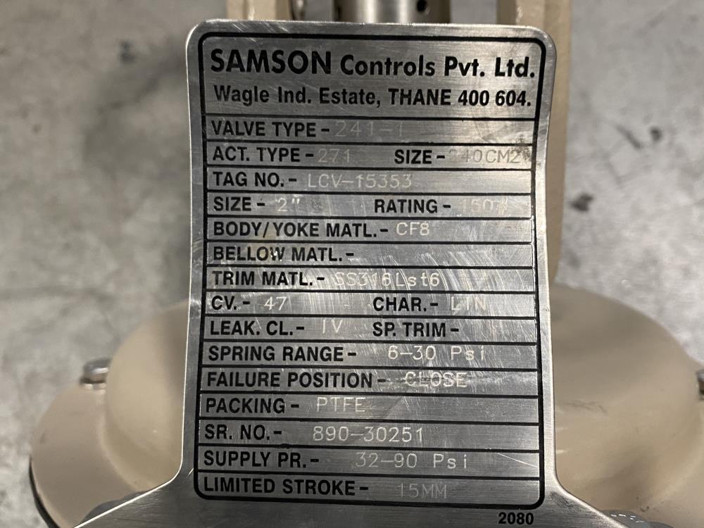 Samson 2" 150# CF8 Actuated Globe Valve 241-1 with 3730-4 Positioner