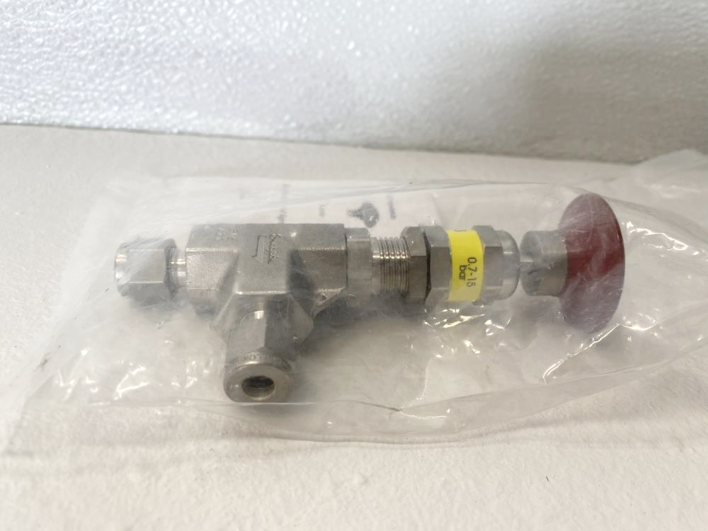 Swagelok 1/4" Tube Fitting 316SS Relief Valve w/ Override Handle SS-RL3S4-MO