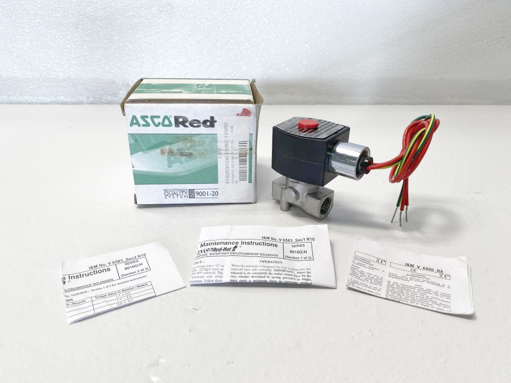 Asco Red Hat 3/8" NPT 2-Way Solenoid Valve EF8263H330, EF8016H1