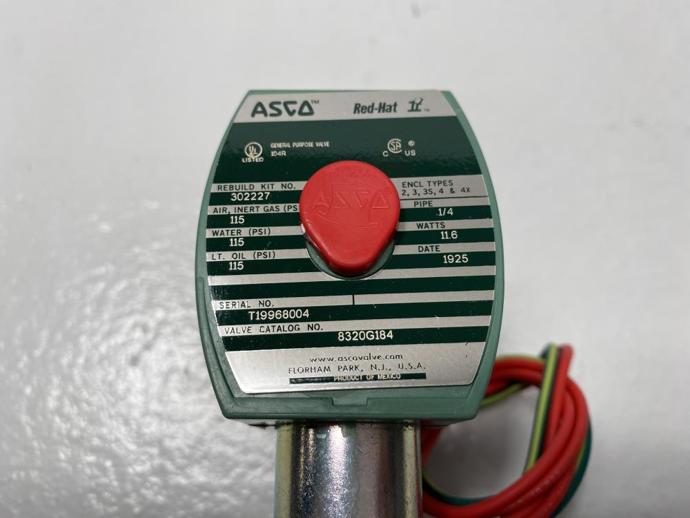 Asco 1/4" NPT 3-Way 24 DC Brass Solenoid Valve 8320G184