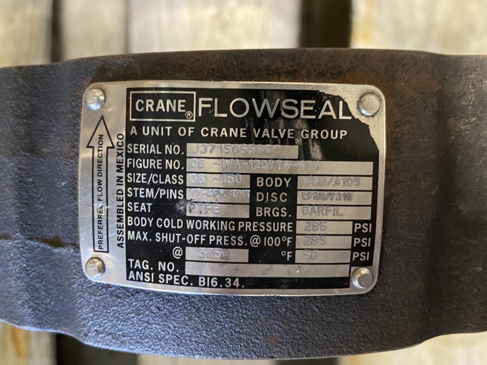 Crane Flowseal 6" 150# WCB Actuated Butterfly Valve, SS Disc 06-1WA-12DTTG-HOJ