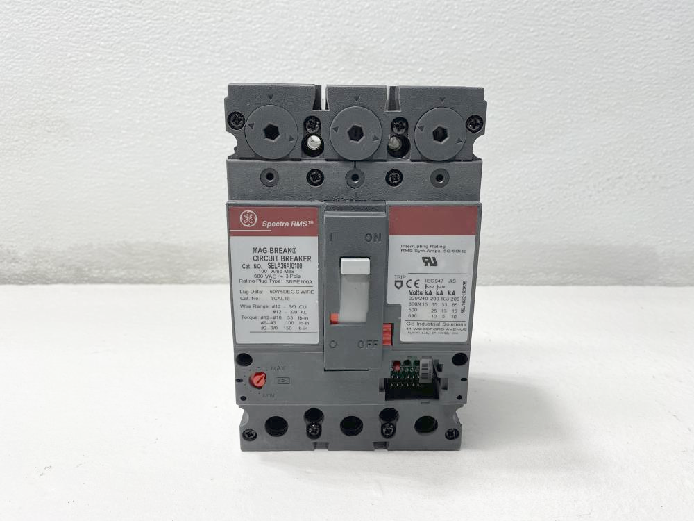 GE Spectra RMS 100A, 3-Pole, 600VAC Motor Circuit Breaker SELA36AI0100