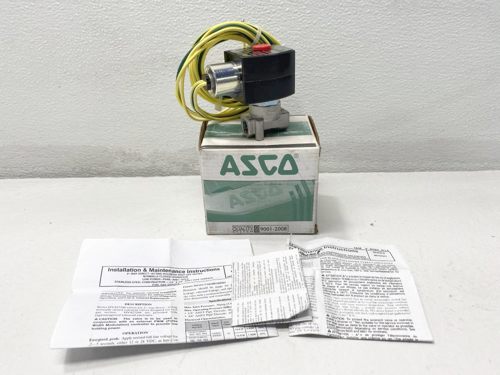 ASCO 1/4" NPT 2-Way 24V Solenoid Valve HV427246002, EFHT8016H1