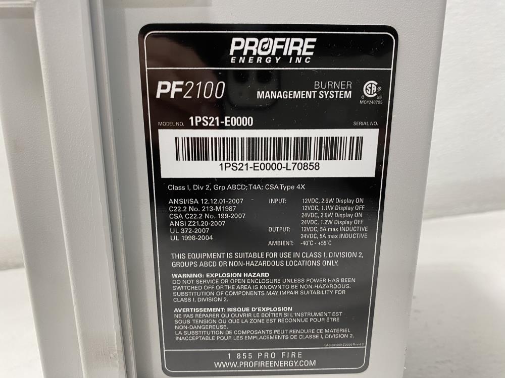 ProFire PF2100 Burner Management System 1PS21-E0000