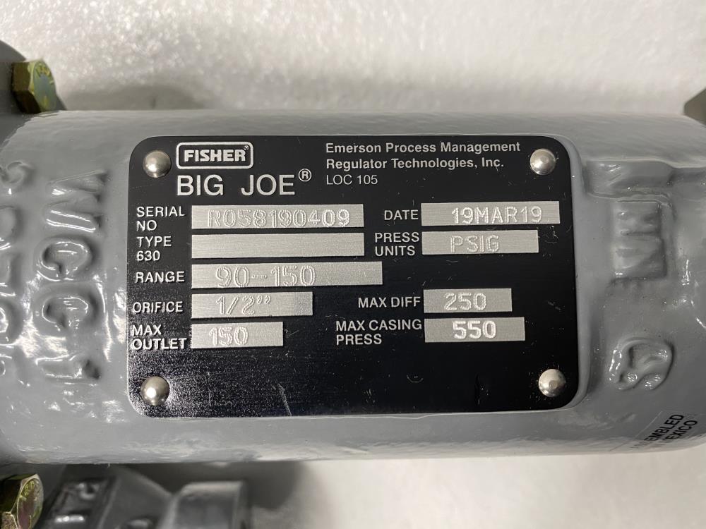 Fisher Big Joe Type 630 Pressure Regulator, 1" NPT, 1/2" Orifice, 630-1069-30940