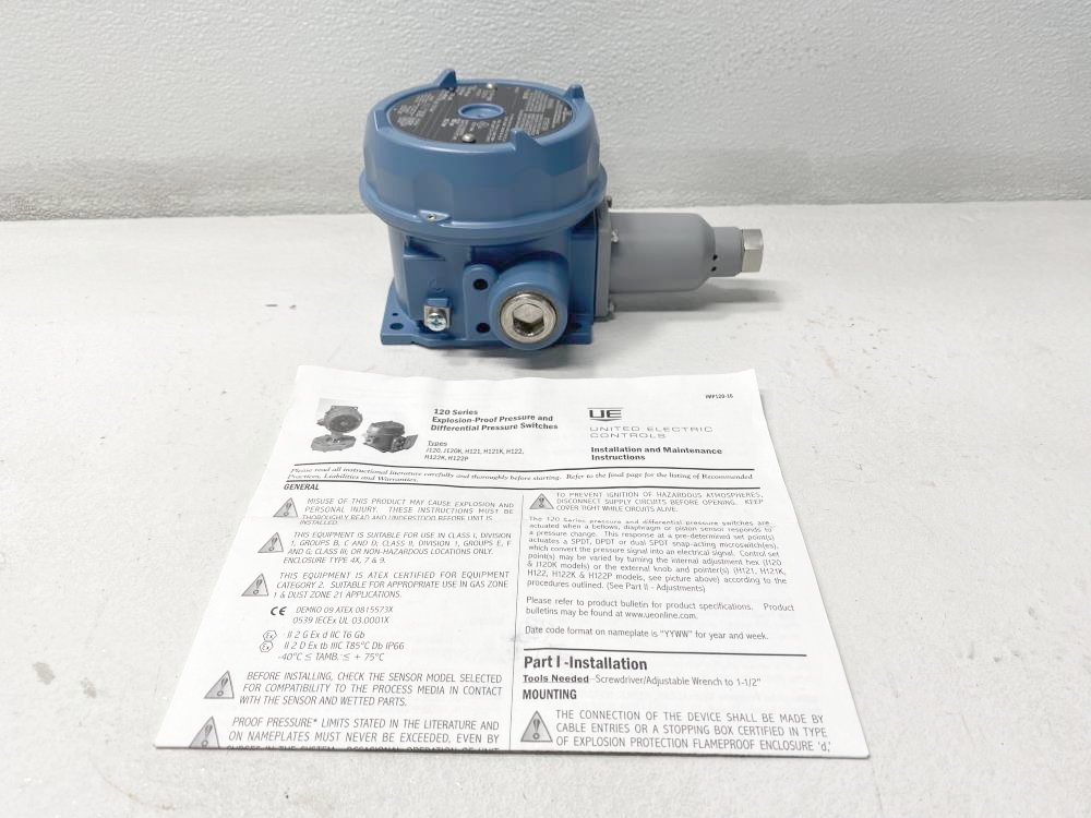 United Electric J120-356 Pressure Switch 15 to 100 PSI