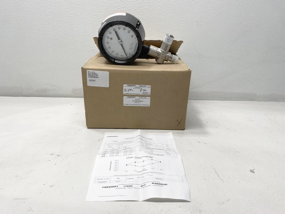 Ashcroft 4.5" Duragauge 0-60PSI 45-1279-SS-04L-60# w/ Valve 04PL02BST500060#X5G