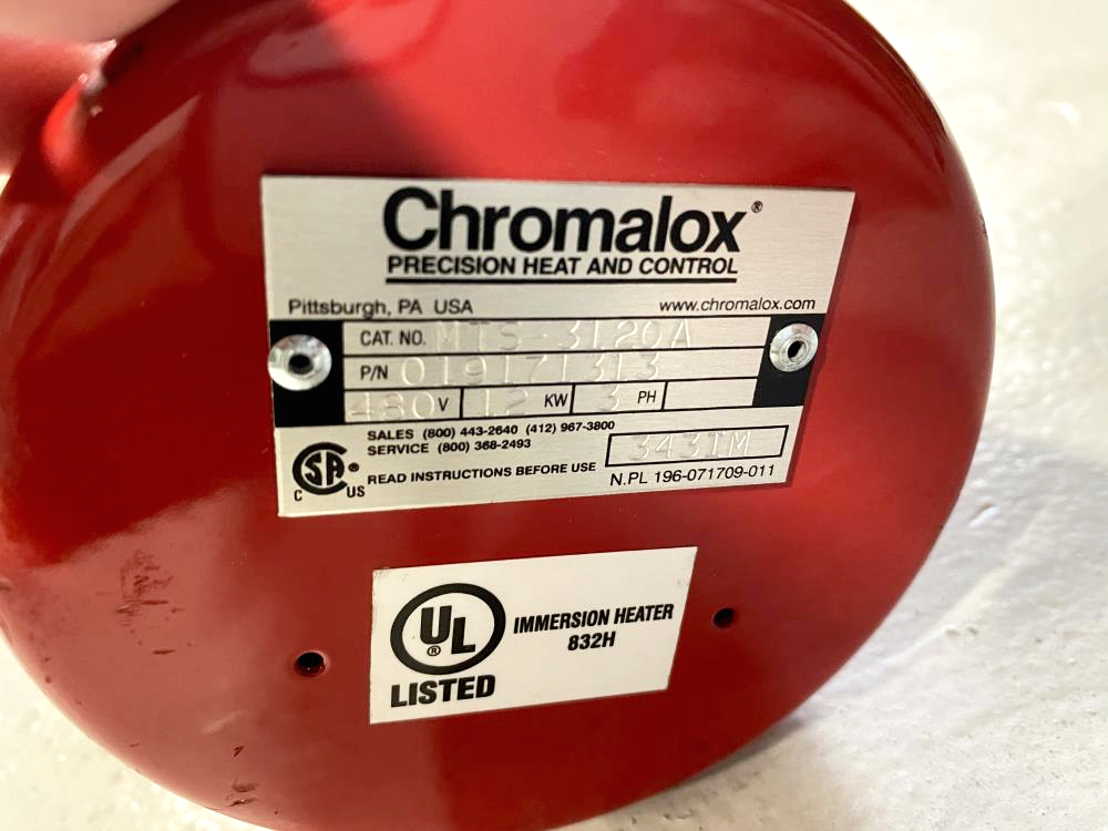 Chromalox MTS-3120A Immersion Heater 12KW, 480V, 3PH, 019171313