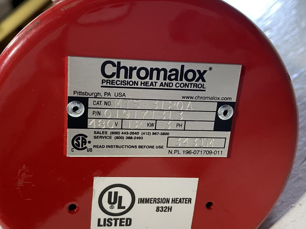 Chromalox MTS-3120A Immersion Heater 12KW, 480V, 3PH, 019171313