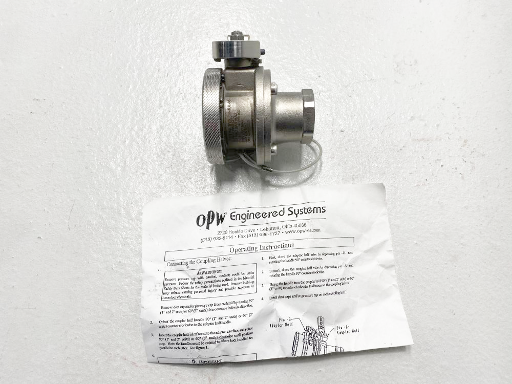 OPW Epsilon 1" NPT Hose Coupler Valve, 316 Stainless Steel, ZE16US16A01212