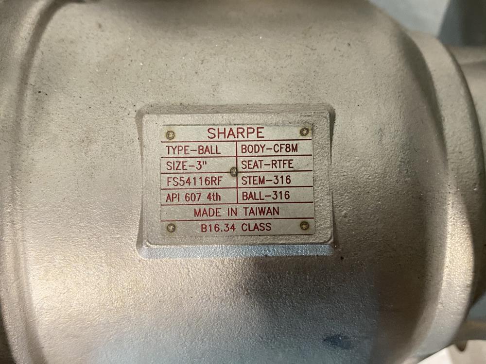 Sharpe 3" 150# RF CF8M 1-Piece Ball Valve, Fig FS54116RF