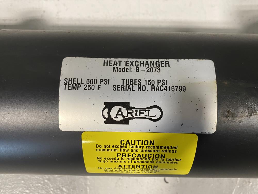 Ariel Shell and Tube Lube Oil Cooler Heat Exchanger B-2073