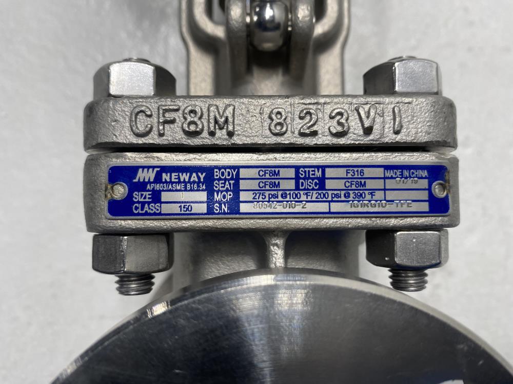 Neway 1" 150# RF CF8M Gate Valve 1G1RG10-TFE