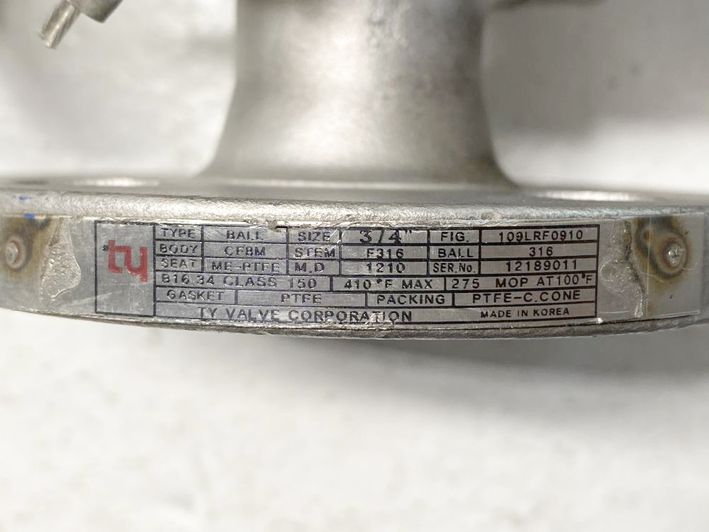 TY 3/4" 150# CF8M 3-Way Ball Valve 109LRF0910