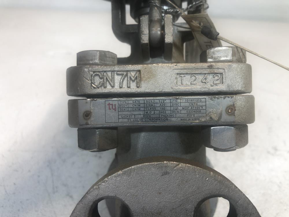 TY 1/2" 150# CN7M Gate Valve w/ Acid Shield 101RF1313