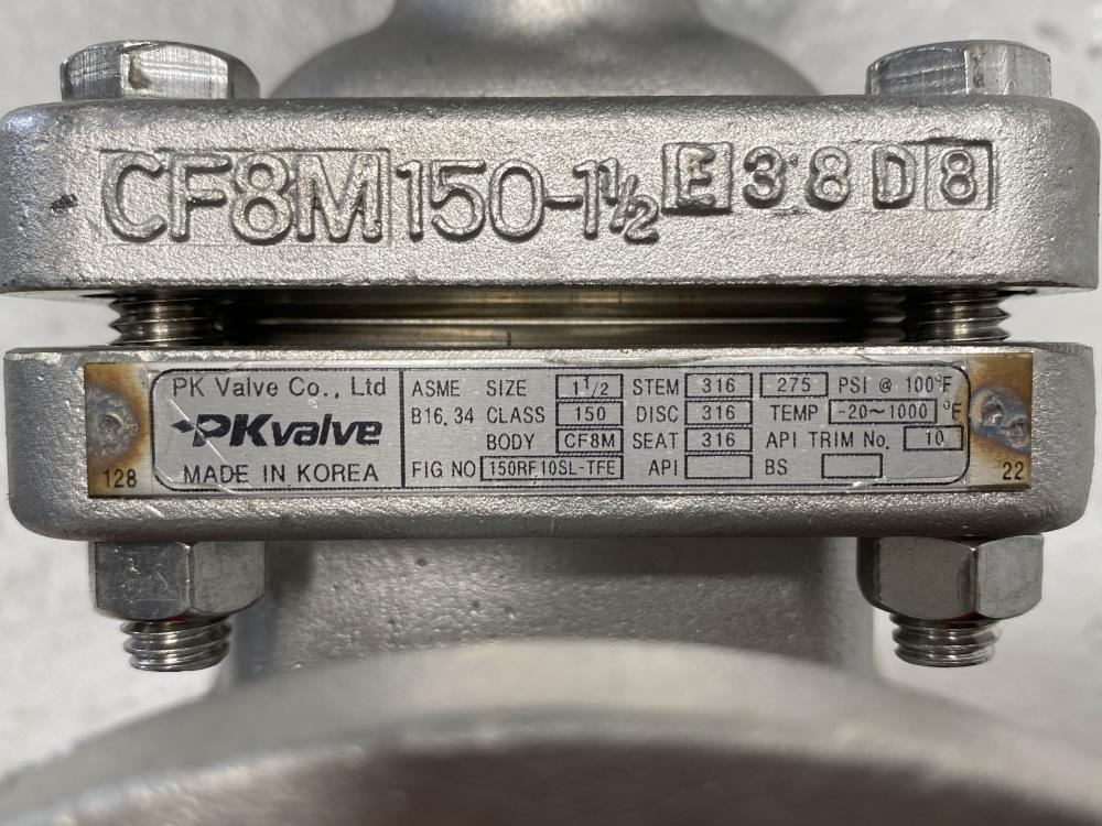 PK Valve 1-1/2" 150# RF CF8M Gate Valve 150RF10SL-TFE