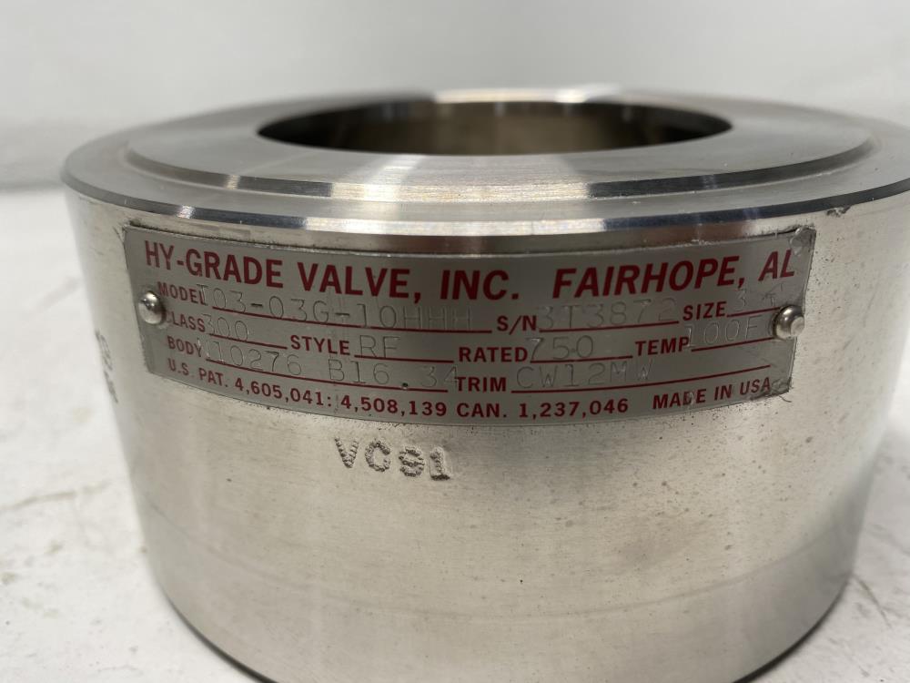 Hy-Grade 3" 300# RF CW12MW Wafer Check Valve T03-03G-10HHH