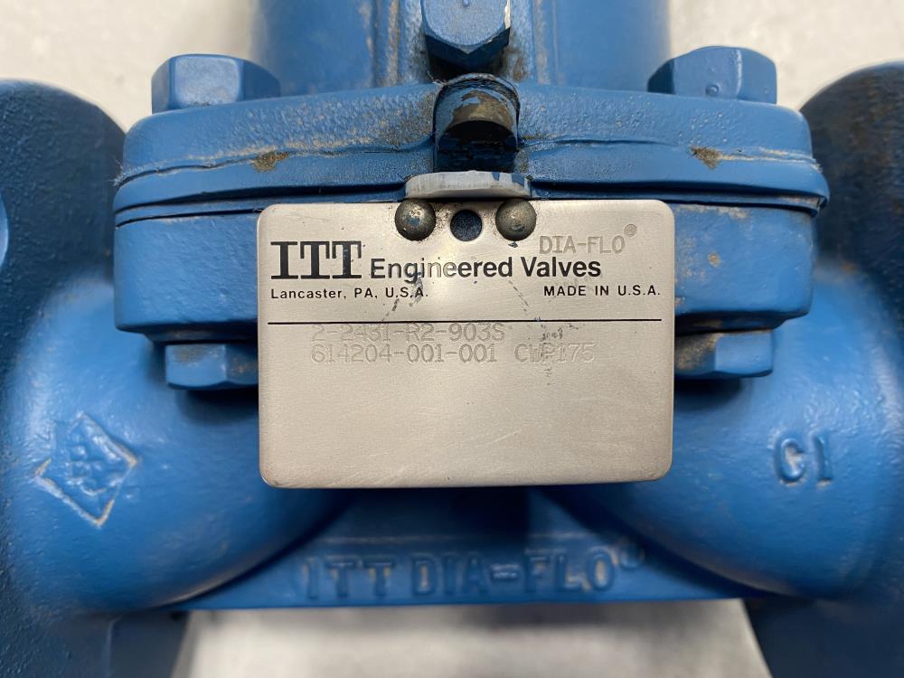 ITT Dia-Flo 2" Flat Face Cast Iron Diaphragm Valve, 275 CWP, 2-2431-R2-903S