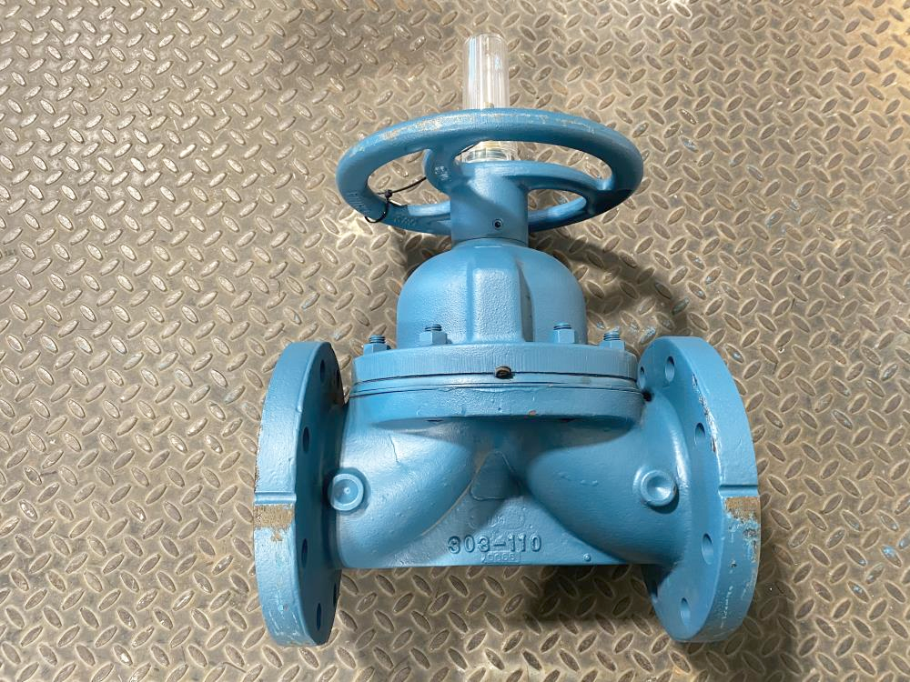 ITT Dia-Flo 4" CWP 150# CI Glass Lined Diaphragm Valve 4-2511-TM-903S-SQD1-SQD2