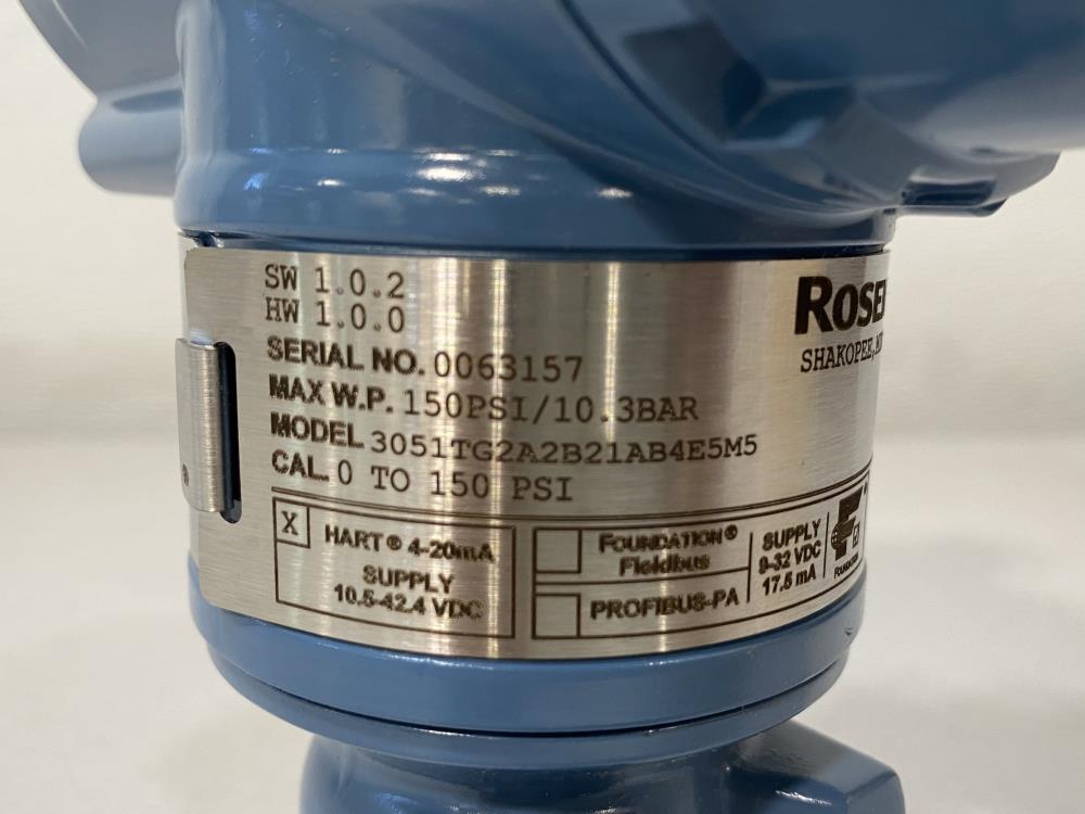 Rosemount 3051 Pressure Transmitter 0-150 PSI, 3051TG2A2B21AB4E5M5