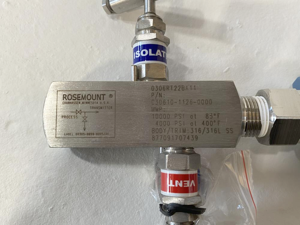 Rosemount 3051 Pressure Transmitter 0-150 PSI w/ Manifold 3051TG2A2B21AS5B4E5M5