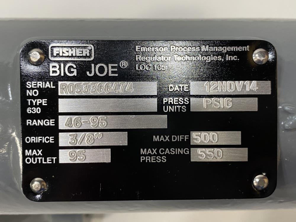 Fisher 630 Big Joe Regulator 1" NPT, 3/8" Orifice 630-1069-30925