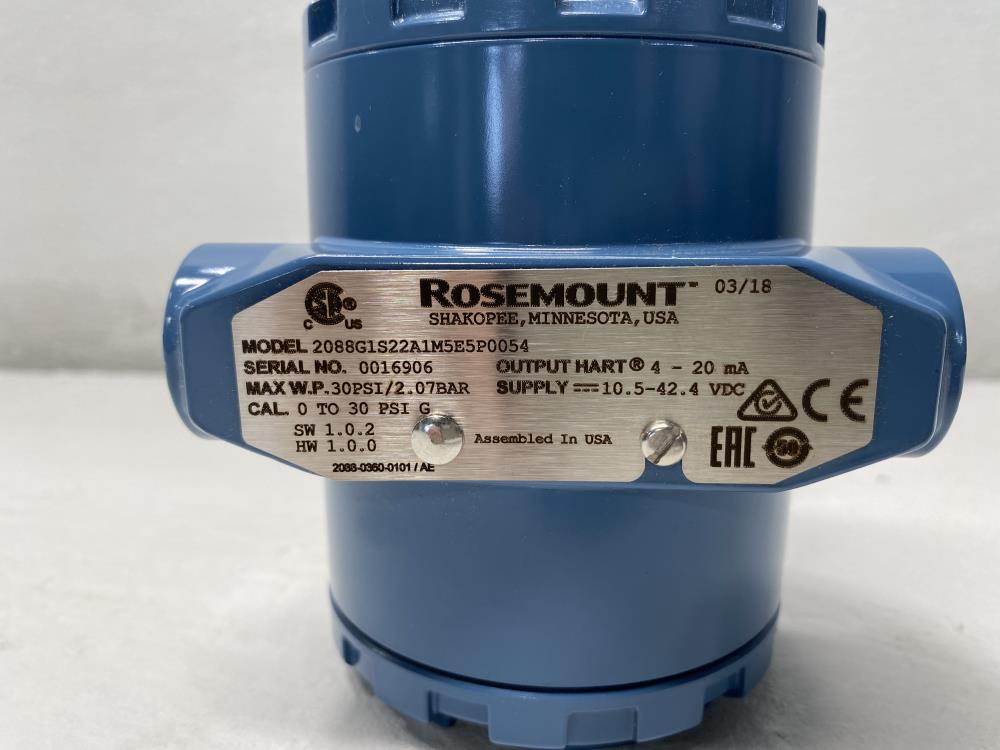 Rosemount 0-30 PSIG Gage & Absolute Pressure Transmitter  2088G1S22A1M5E5P0054