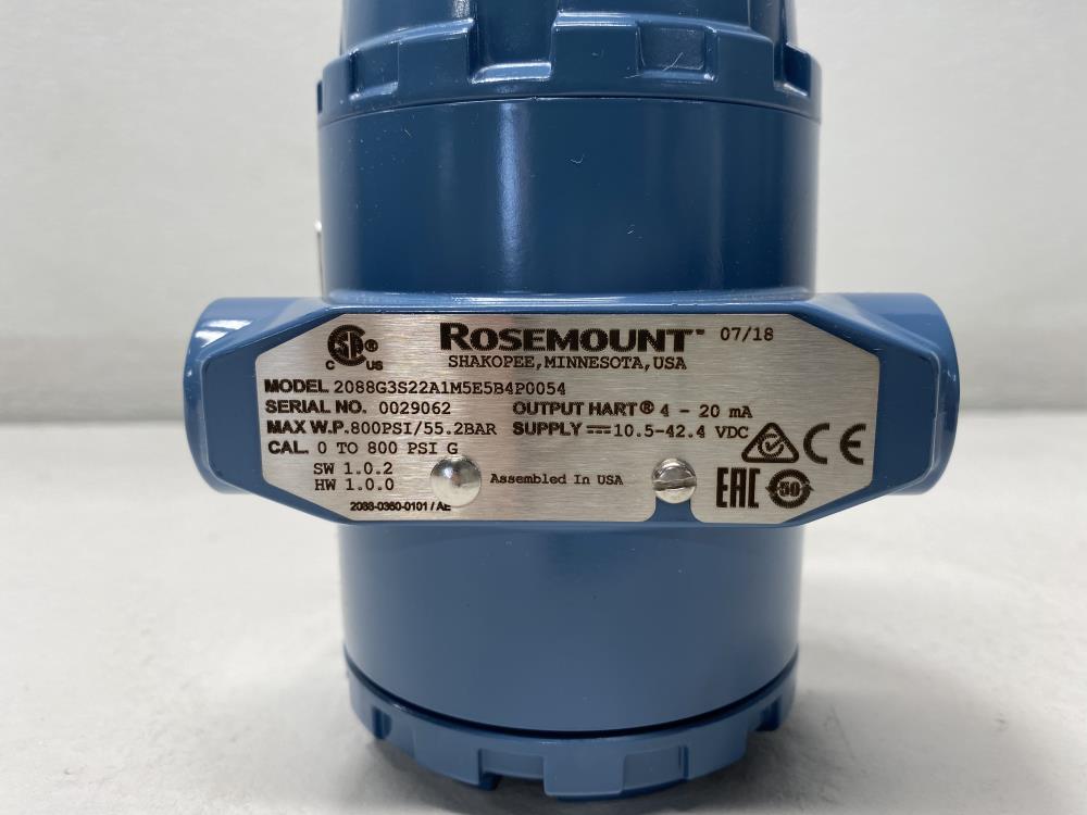 Rosemount 0-800 PSIG Gage & Absolute Pressure Transmitter 2088G3S22A1M5E5B4P0054