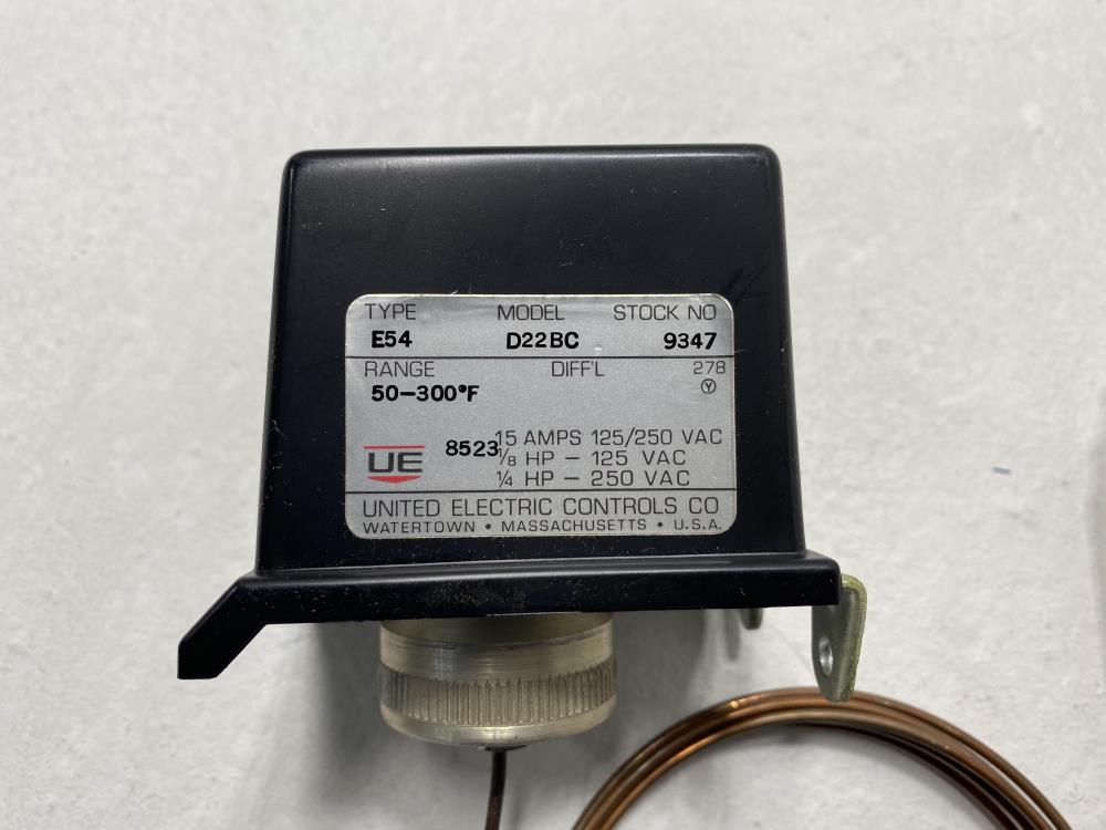 United Electric 50 to 300 Deg F Temperature Controller Switch E54 D22BC 9347