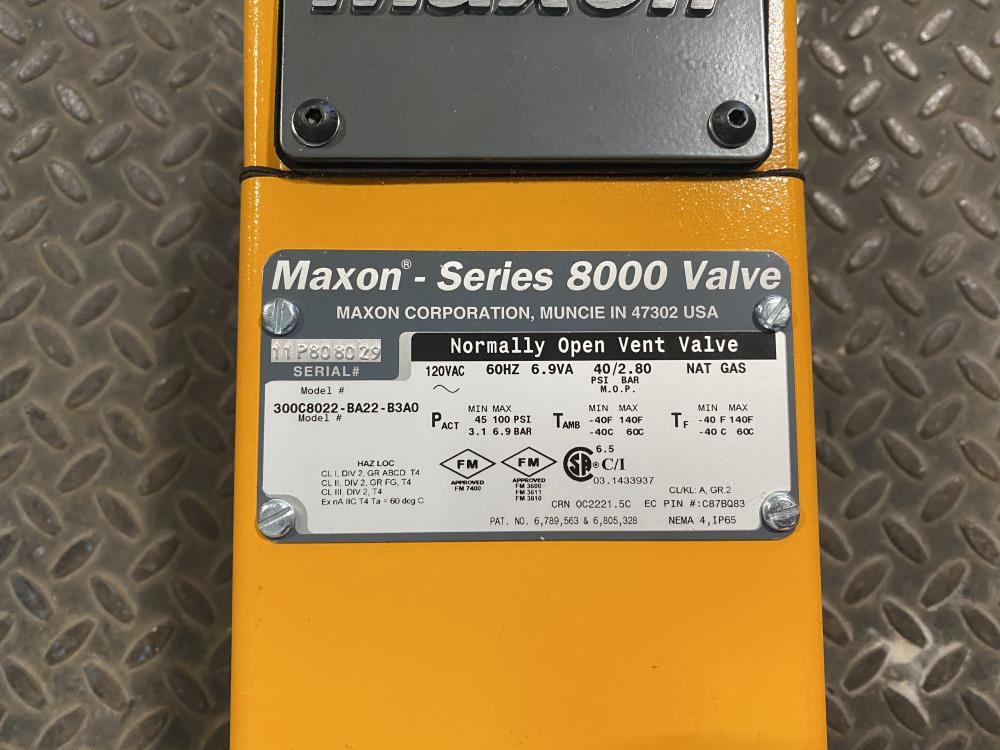 Maxon 8000 Series 3" Air Actuated Valve 300C8022-BA22-B3A0