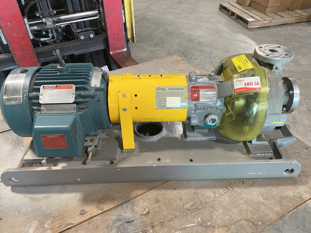 Flowserve Durco MK3 STD Centrifugal Pump 1K1.5X1LF-82, D4/CF8M & 5HP Motor