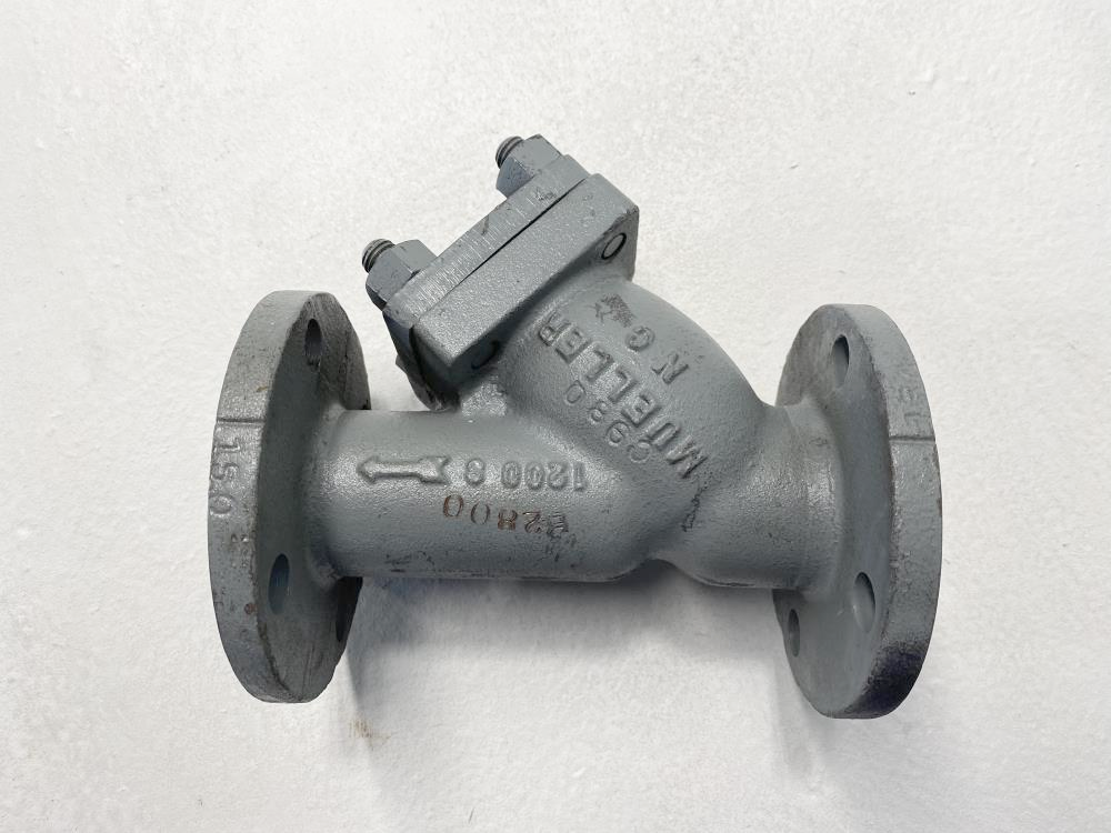 Mueller 1-1/2" 150# WCB Flanged Wye Y-Strainer Valve 1200 S