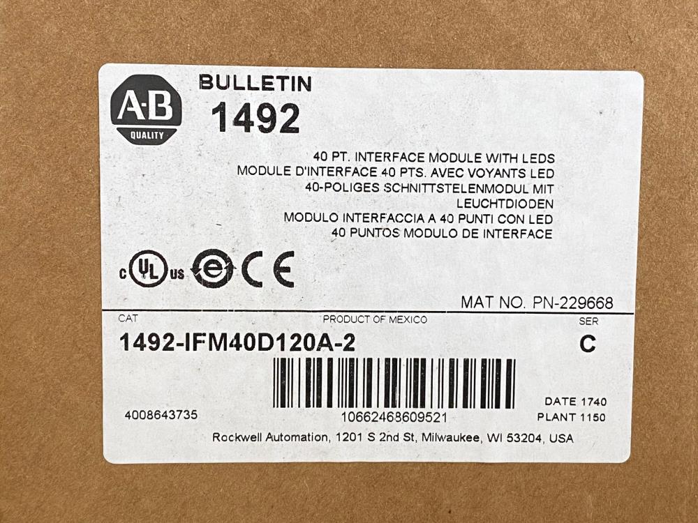 Allen Bradley 40-Point Interface Module with LEDs 1492-IFM40D120A-2