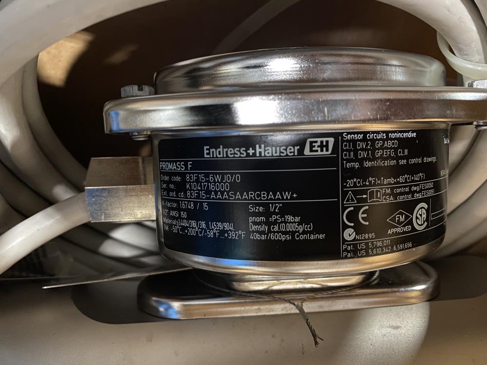Endress Hauser 1/2" 150# 316SS Promass Coriolis Flowmeter 83F15-6WJ0/0