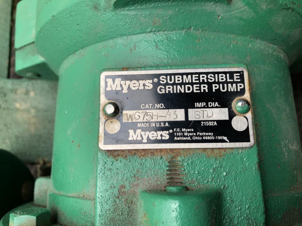 Myers Submersible Grinder Pump WG75H-43 w/ Motor 