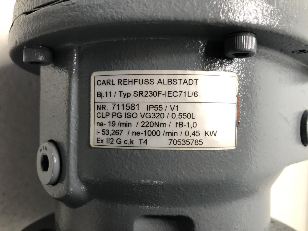 Carl Rehfuss Albstadt Gearbox SR230F-IEC71L/6 & ATAV .25KW Motor F71-2GBTU/C6