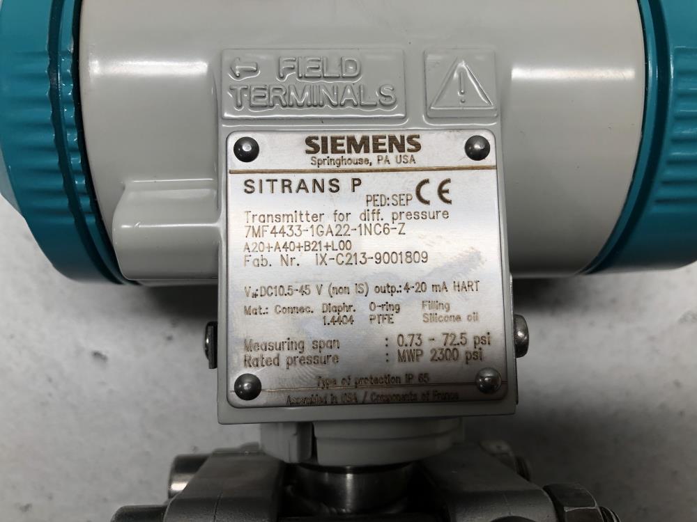 Siemens Sitrans P Differental Pressure Transmitter 7MF4433-1GA22-1NC6-Z