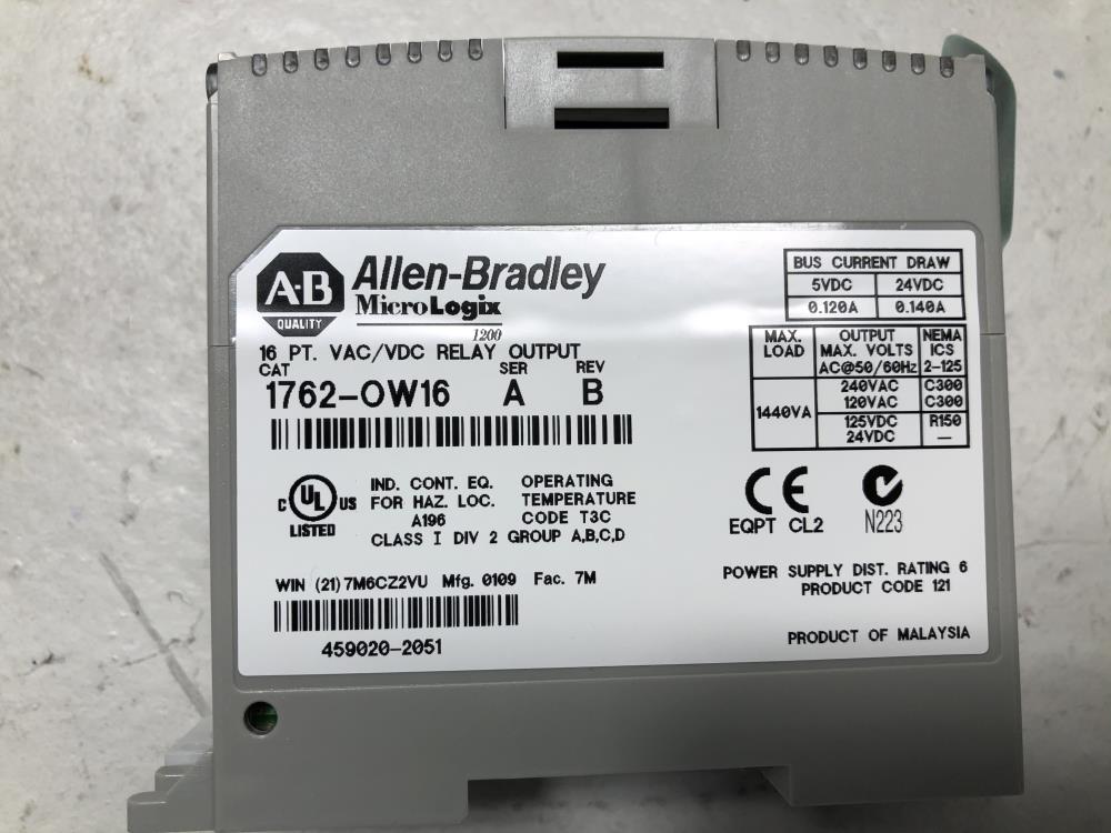 Allen-Bradley VAC/VDC Relay Output, 1762 - OW16
