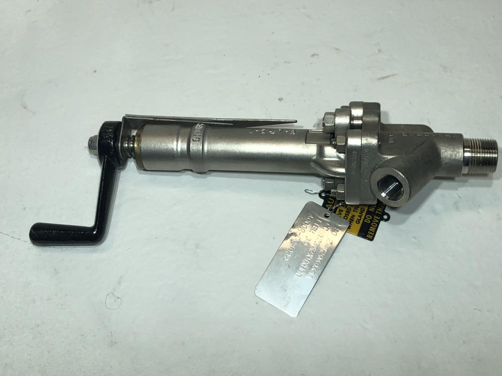 Strahman 1/2" F x 3/4" M Stainless Steel Sampling Valve SV-700 (Y-547-2) TFE