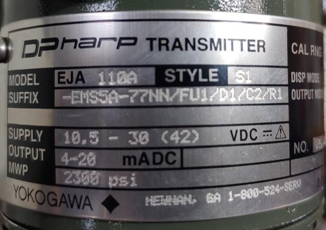 YOKOGAWA DP Harp Transmitter Model EJA110A-EMS5A-77NN/FU1/D1/C2/R1