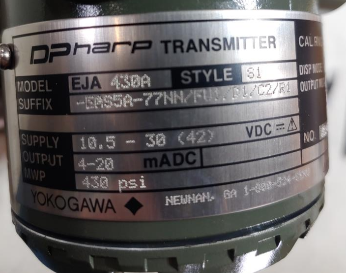 YOKOGAWA DP Harp Transmitter Model EJA430AEJA430A-EAS5A-77NN/FU1/D1/C2/R1