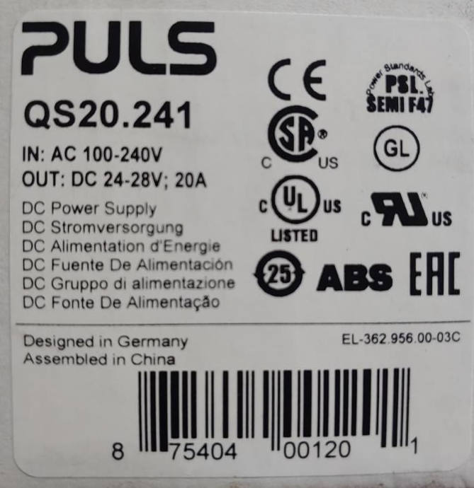 PULS Dimension Power Supply Model QS20-241